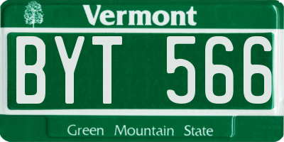 VT license plate BYT566