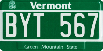 VT license plate BYT567