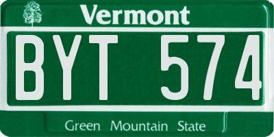 VT license plate BYT574