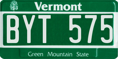 VT license plate BYT575
