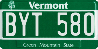 VT license plate BYT580