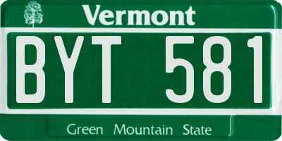 VT license plate BYT581