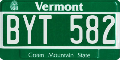 VT license plate BYT582