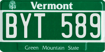 VT license plate BYT589