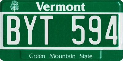 VT license plate BYT594