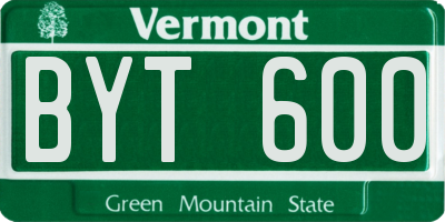 VT license plate BYT600