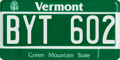 VT license plate BYT602