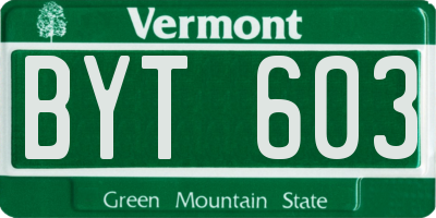 VT license plate BYT603
