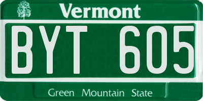 VT license plate BYT605