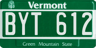 VT license plate BYT612