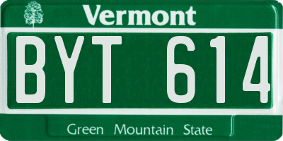 VT license plate BYT614