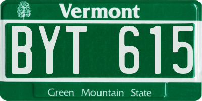 VT license plate BYT615