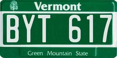 VT license plate BYT617
