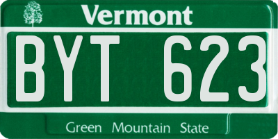 VT license plate BYT623