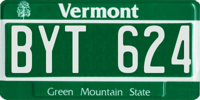 VT license plate BYT624