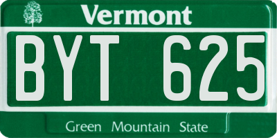 VT license plate BYT625