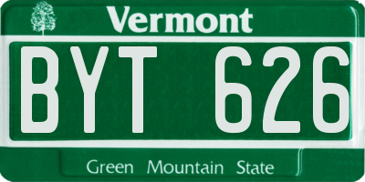 VT license plate BYT626