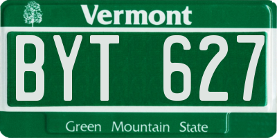 VT license plate BYT627
