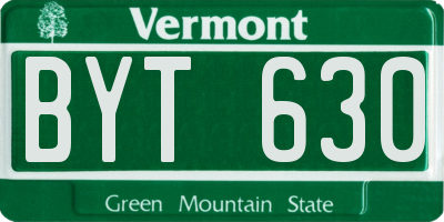 VT license plate BYT630