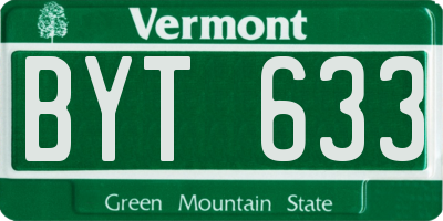 VT license plate BYT633