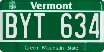 VT license plate BYT634