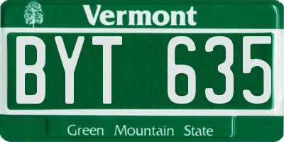 VT license plate BYT635
