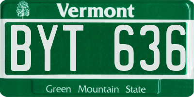 VT license plate BYT636