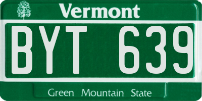 VT license plate BYT639