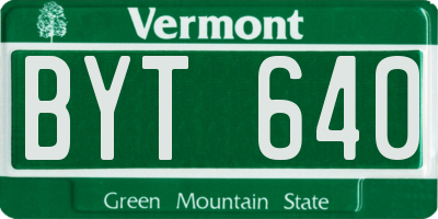 VT license plate BYT640