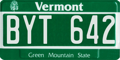 VT license plate BYT642
