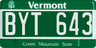 VT license plate BYT643