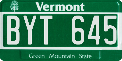 VT license plate BYT645