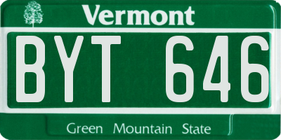 VT license plate BYT646