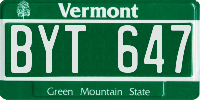 VT license plate BYT647