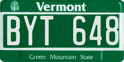VT license plate BYT648