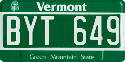 VT license plate BYT649