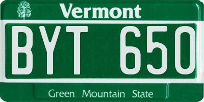 VT license plate BYT650