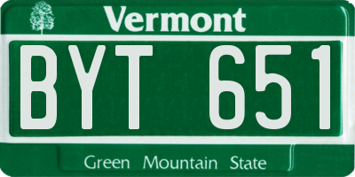 VT license plate BYT651