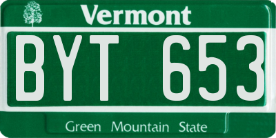 VT license plate BYT653