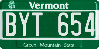VT license plate BYT654