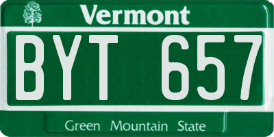 VT license plate BYT657