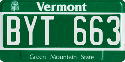 VT license plate BYT663