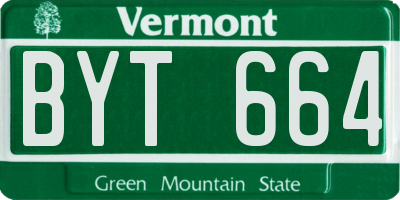 VT license plate BYT664