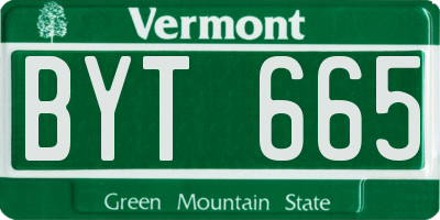 VT license plate BYT665
