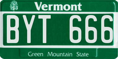 VT license plate BYT666