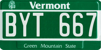 VT license plate BYT667