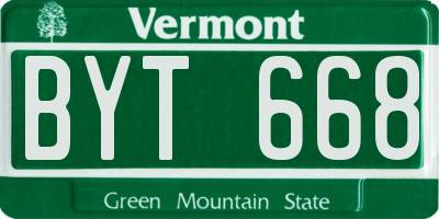 VT license plate BYT668