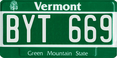VT license plate BYT669