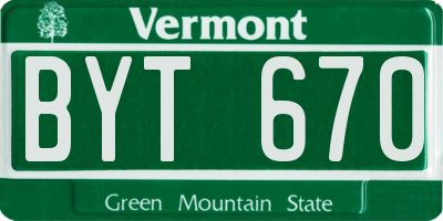 VT license plate BYT670