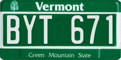 VT license plate BYT671